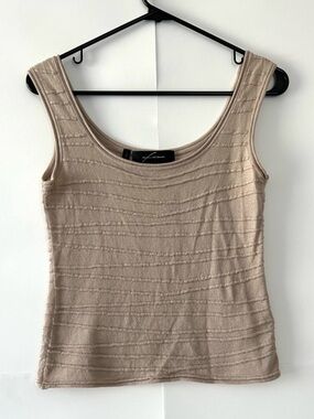 Fusun 100% Cotton Textured Taupe Tank Top